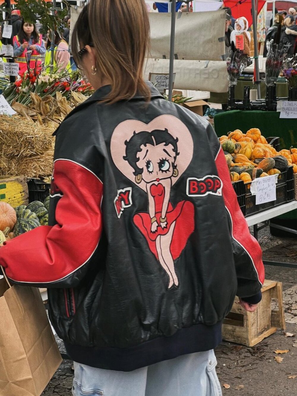 Rare Vintage Betty Boop American Toons Leather Jacket Size L